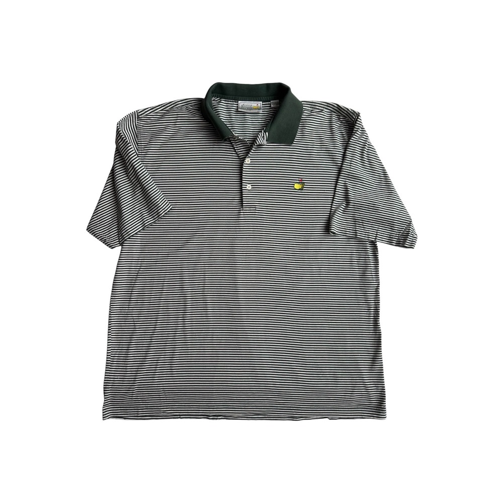 Augusta National Golf Shop Masters Polo Shirt Mens XL Green White Striped Cotton
